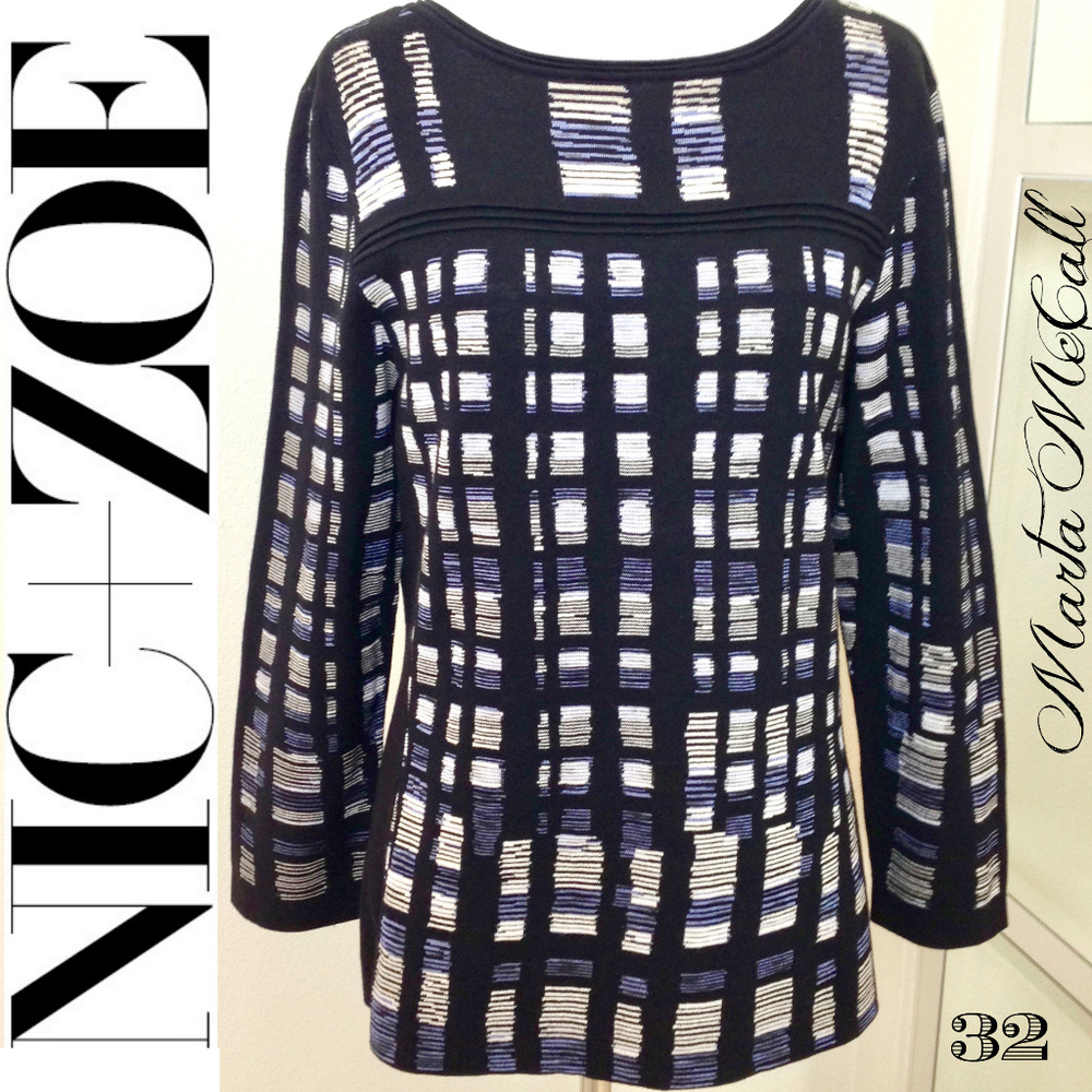 NWOT NIC+ZOE Geometric Sweater Black Side Panels